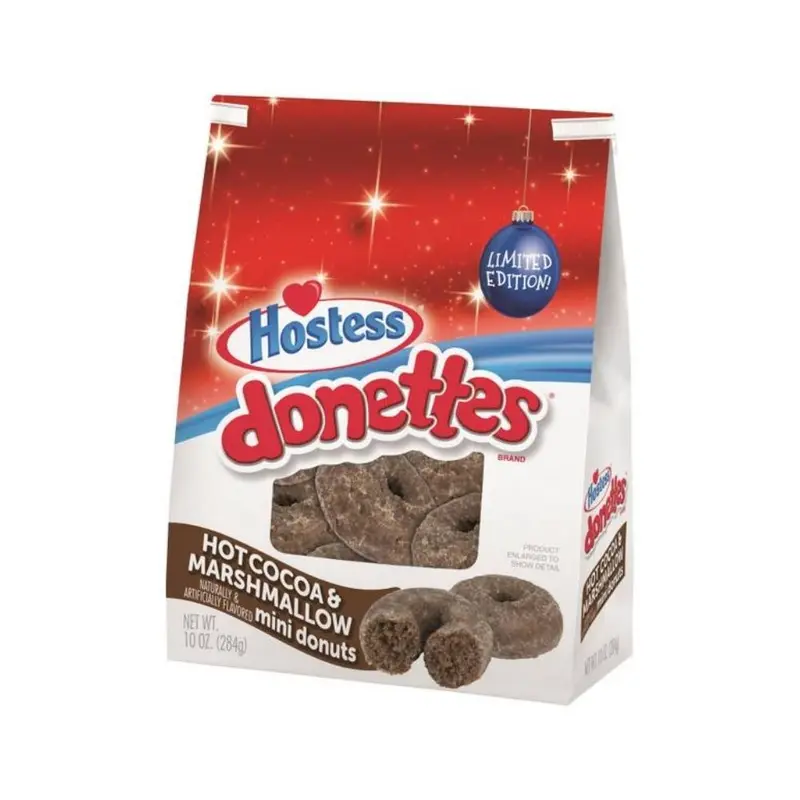 Hostess Donettes Hot Cocoa & Marshmallow, Kakaodonuts überzogen mit marshmallow 284g
