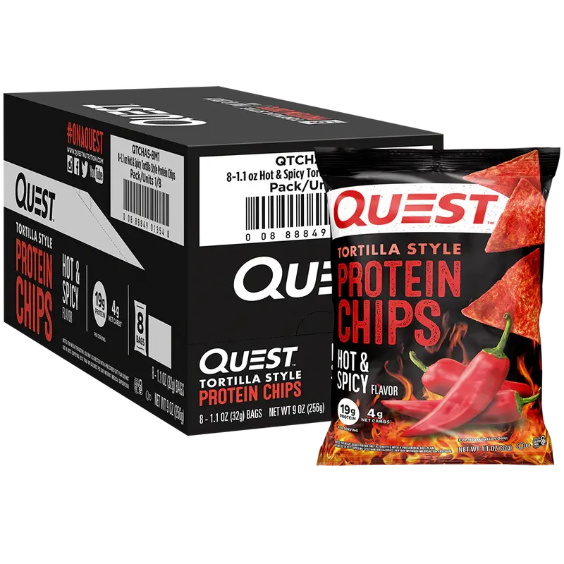 Hot & Spicy Protein Chips Tortilla Style | 8er Maxipack