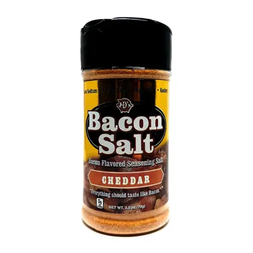 J&D's Cheddar Bacon Salt, Packung mit 70g gegrilltem Bacon-Gewürz mit Cheddar-Aroma