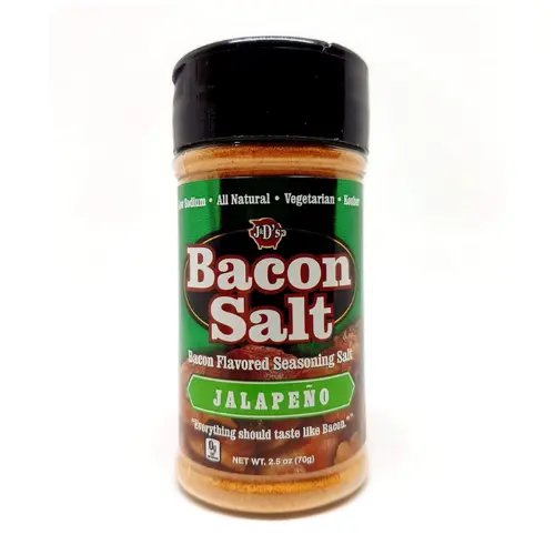 J&D's Jalapeno Bacon Salt, Packung mit Jalapeno-aromatisiertem gegrilltem Bacon-Gewürzsalz von 70g