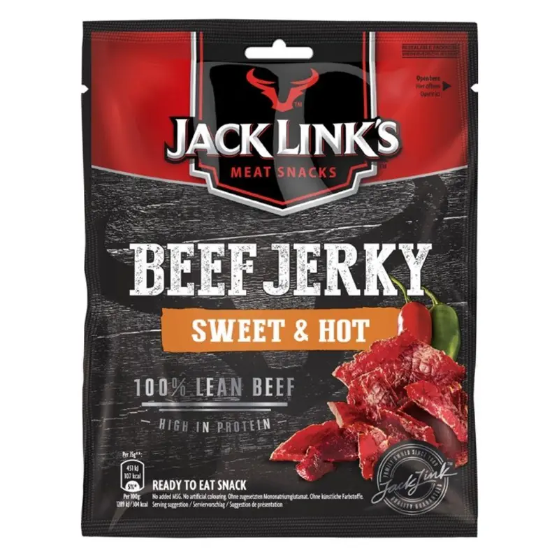 Jack Link's Beef Jerky Sweet and Hot 70g, würziges Trockenfleisch