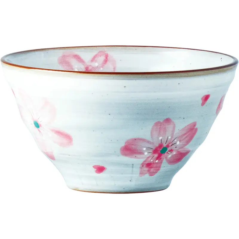 JADE Keramik Miso Schale Blumenmotiv pink 6er SET. D