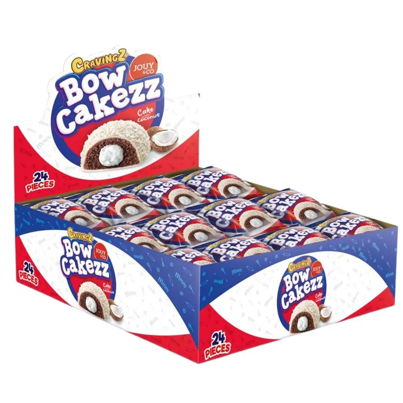 Jouy&Co Cravingz Bowcakes, Kakao- und Kokosnuss-Snacks 35g (Packung mit 24)