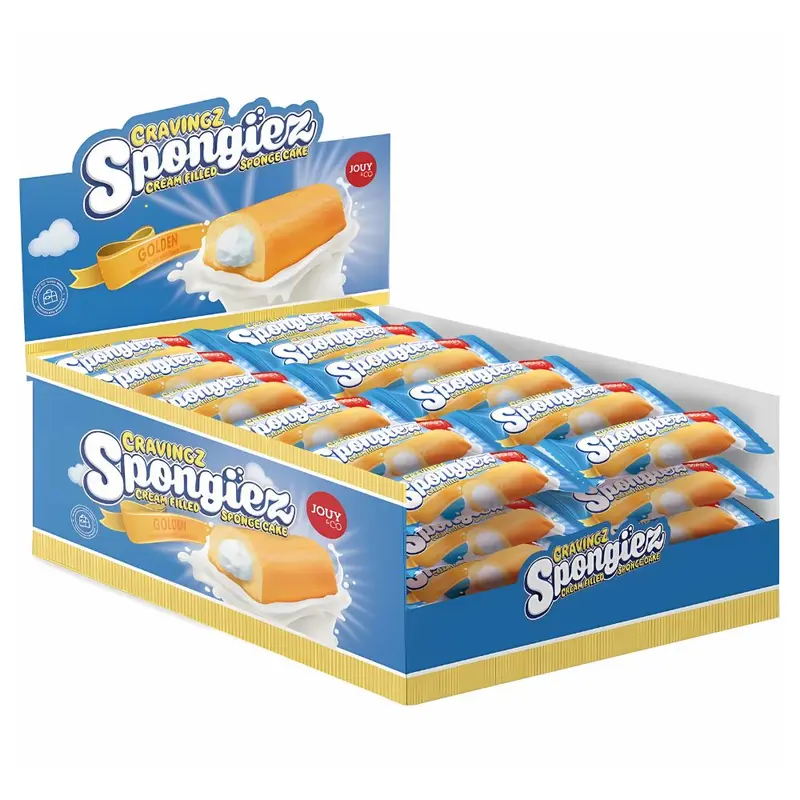 Jouy&Co Cravingz Spongiez Golden, Biskuitkuchen gefüllt mit Creme 40g (Packung mit 24)