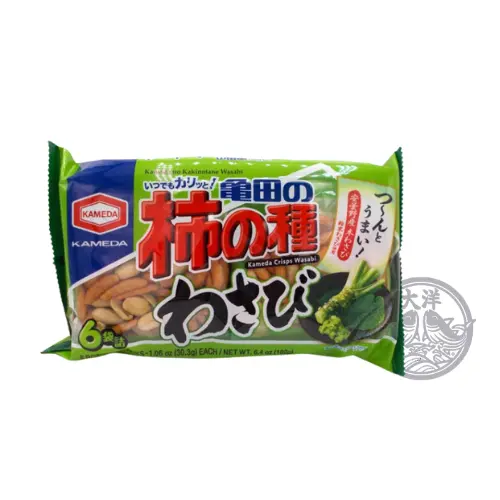 Kakinotane Wasabi 6p (Rice Crackers with Wasabi Flavor & Peanuts)