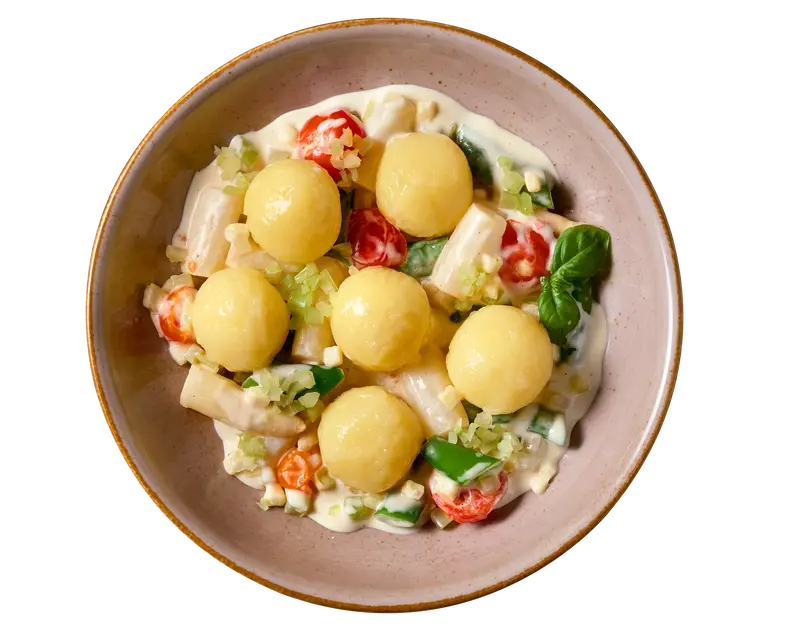 Kartoffelknödel mit Spargel