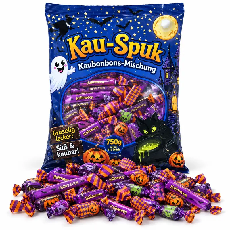 Kau-Spuk Kaubonbon-Mischung 750g – Süße & Fruchtige Kaubonbons – Halloween Süßigkeiten