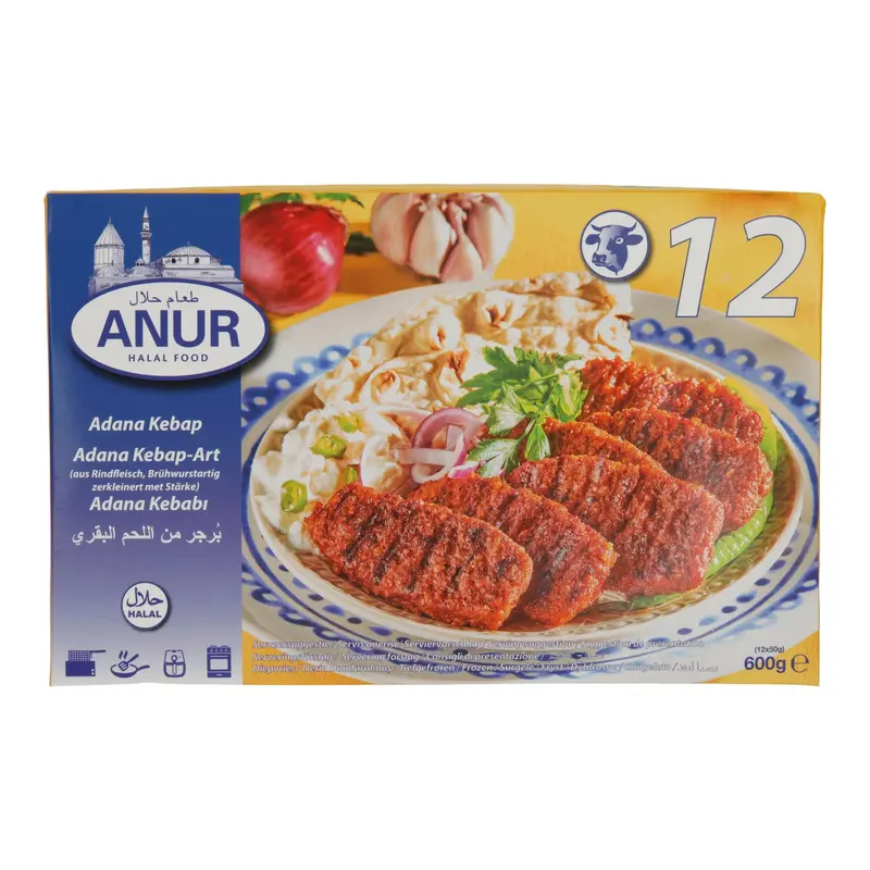 Kebab Adana | Rindfleischspezialität | Nach Adana-Art, tiefgefroren | 600 g (12×50 g)
