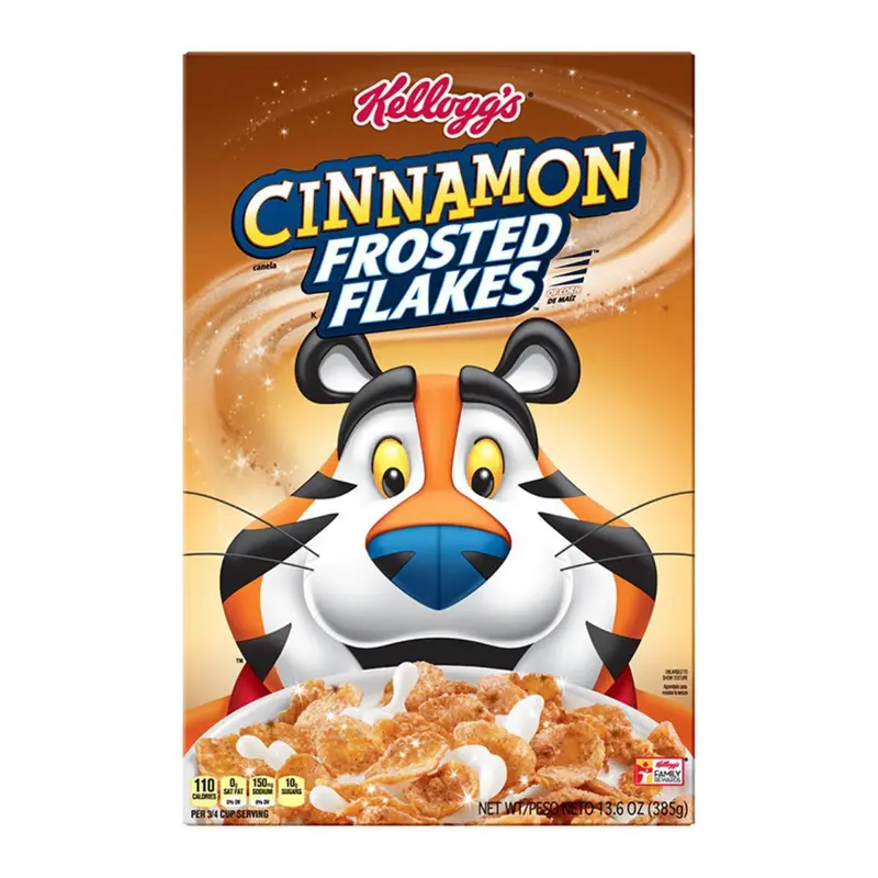 Kellogg's Frosted Flakes Cinnamon Family Size, Zimtcerealienpackung im Maxi-Format von 385g