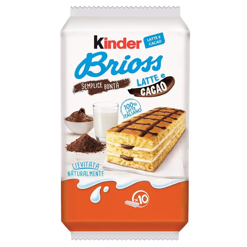 Kinder Brioss Milch und Choco, 10 Biskuitkuchen mit Milch- und Kakaocreme à 28g