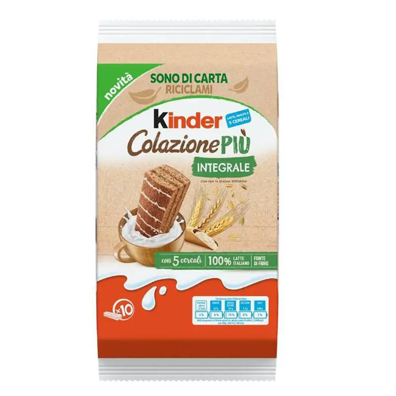 Kinder Colazione Più Integrale, 10 Vollkorn-Snacks mit Kakaocreme à 29g