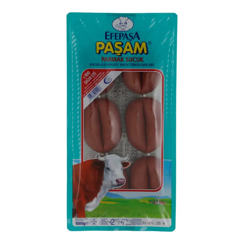 Knoblauchwurst Efepasa | Pasam Parmak Sucuk | Halal, türkische Art | 1000g
