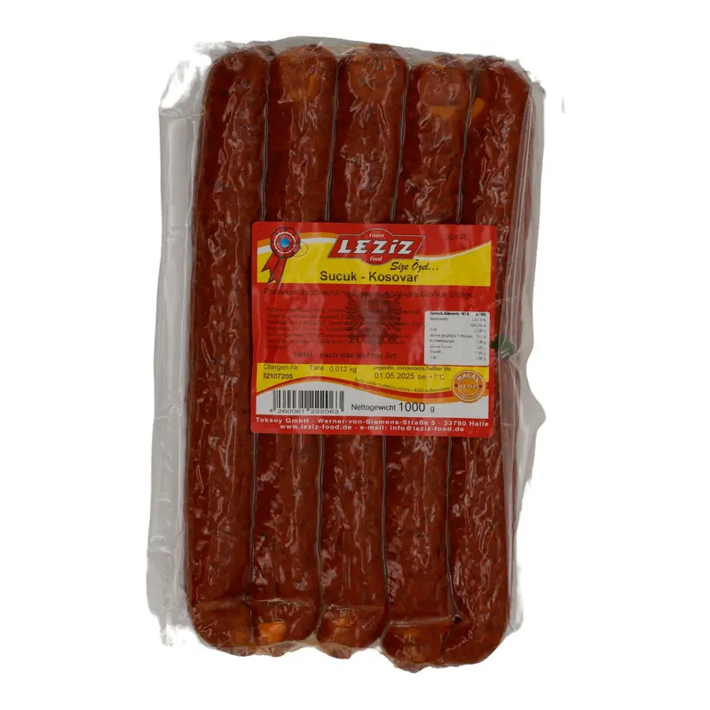 Knoblauchwurst Leziz | Sucuk Kosovár | Traditionell, Rind | 1000 g