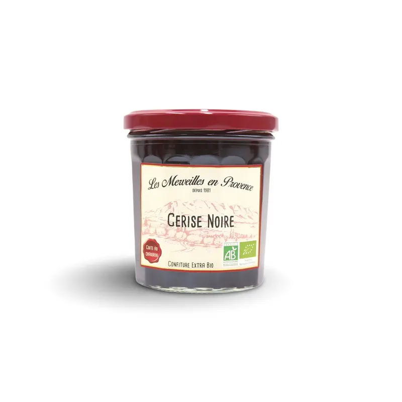 Konfitüre Extra Bio mit Schwarzkirschen aus der Provence CERISE NOIRE, 370gr