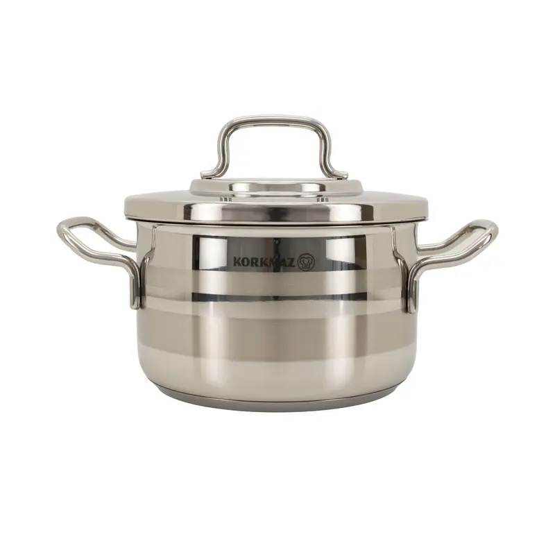 Korkmaz Astra 2 Edelstahl Kochtopf – 18 cm / 2,6 Liter – Topf mit Deckel, Induktionsgeeignet