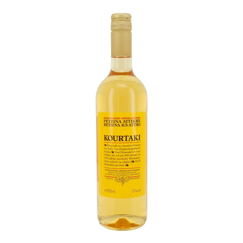 Kourtaki Retsina Weißwein | Traditioneller griechischer Harzwein aus Attiki | 12 % vol | 750 ml