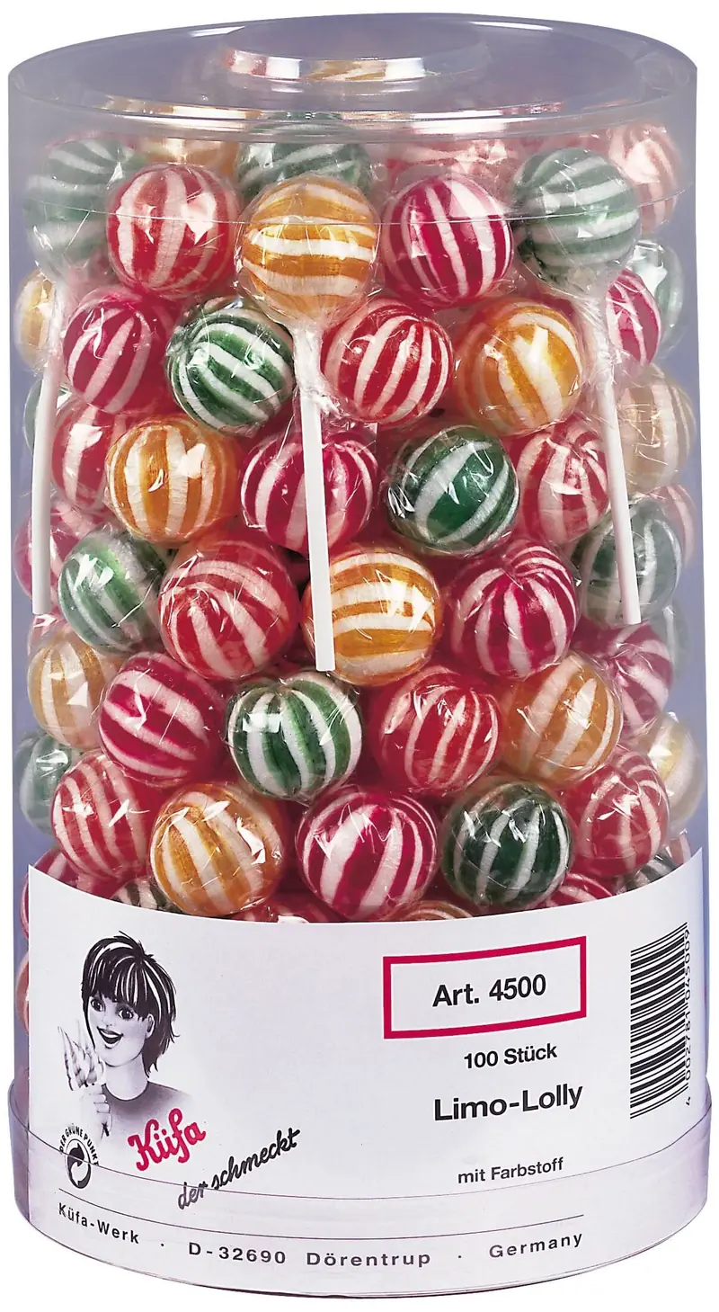 Küfa Limo-Lolly, 4 Geschmacksrichtungen, 100 Stück