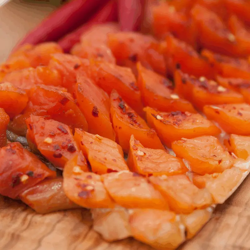 Lachsforellenfilet gedörrt, pikant