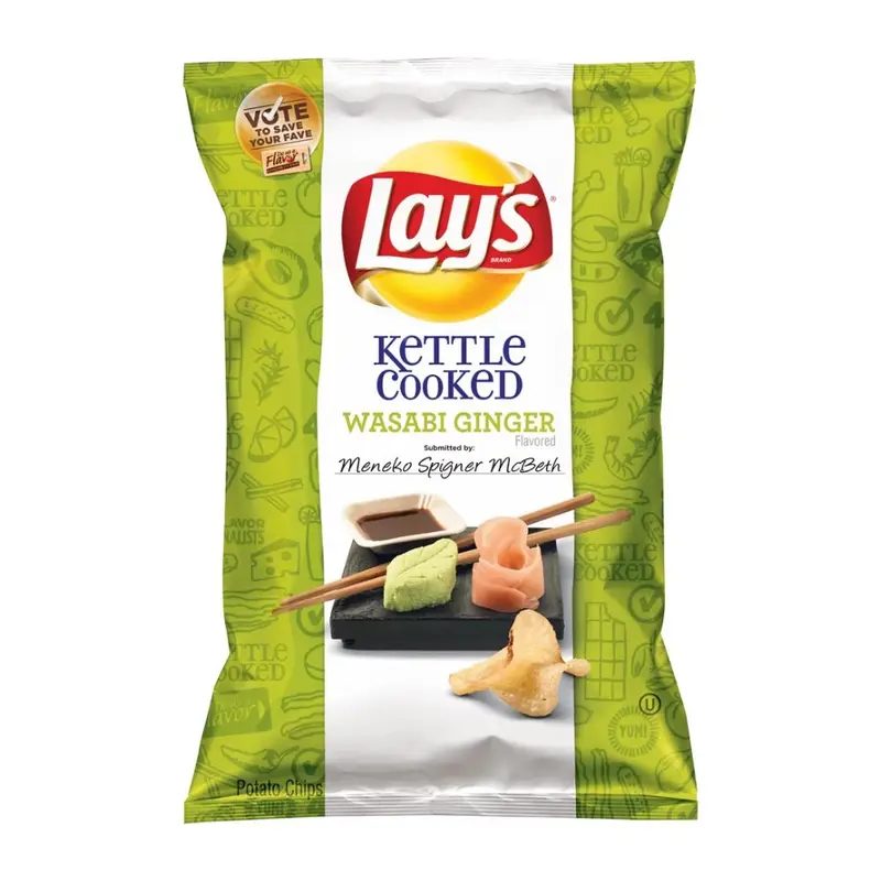 Lay's Kettle Cooked Wasabi Ginger, Chips mit Wasabi und Ingwer, 66g