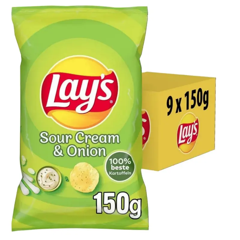 Lay's Sour Creme & Onion Chips 9 x 150g