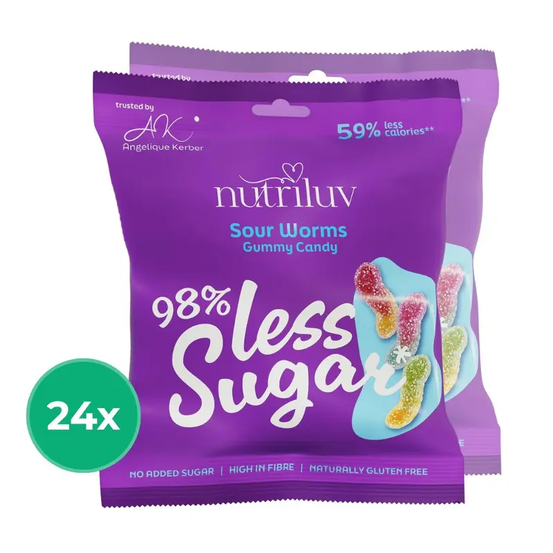 Less Sugar - Saure Würmer | Maxipack 24x50g