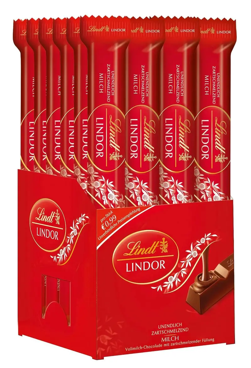Lindt Lindor Vollmilch Schokoladen Sticks 24 x 38g