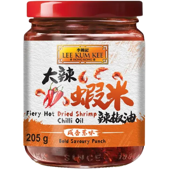LKK Fiery Hot Dried Shrimp Chilli Oil 205G Extra scharfes Garnelen Chiliöl