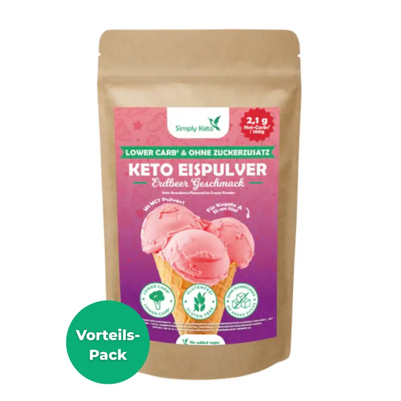 Lower-Carb* & Keto Eispulver | Erdbeere | Maxipack 500g
