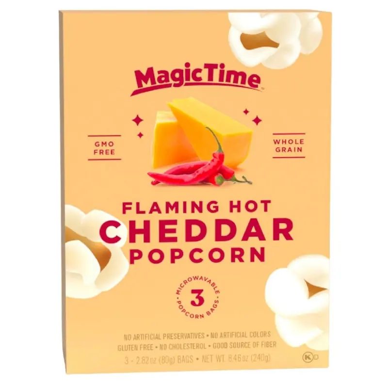 Magic Time Flaming Hot Cheddar Popcorn, scharfer Cheddar-Popcorn 240g