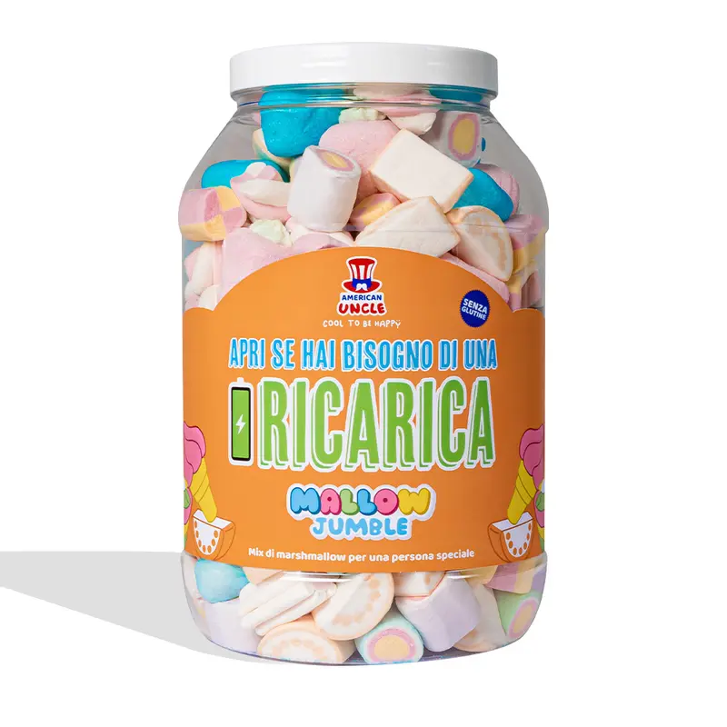 Mallow Jumble "Öffne, wenn du eine Aufladung brauchst", Glas von marshmallow zum Zusammenstellen mit deinen bevorzugten Geschmäckern