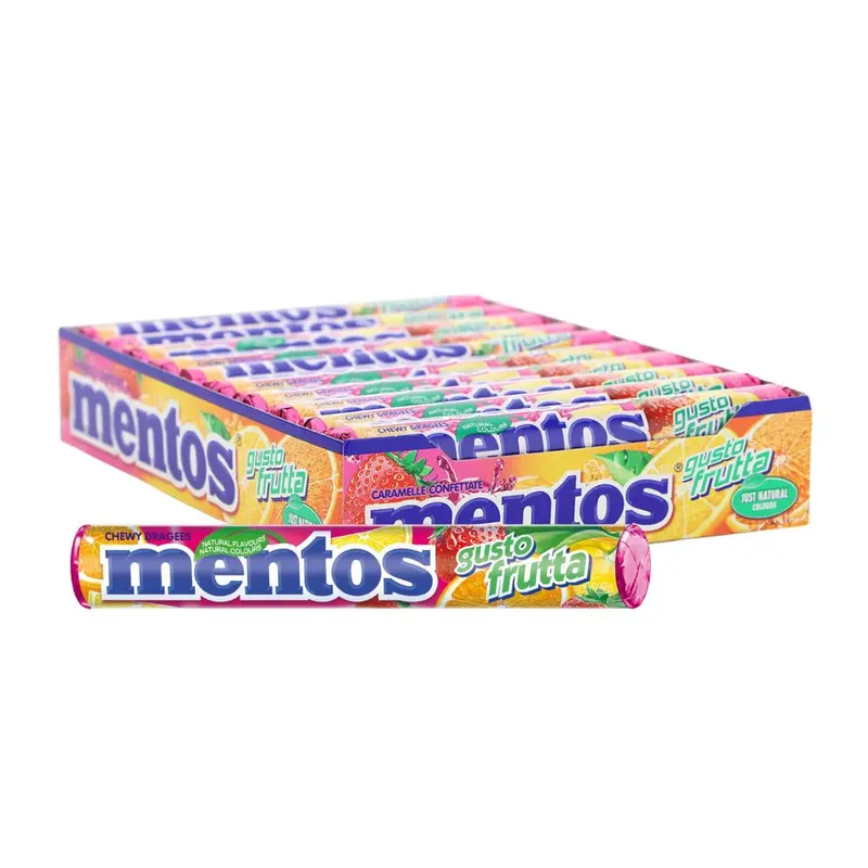 Mentos Fruit, Fruchtbonbons mit Fruchtgeschmack 38g (Packung mit 20)