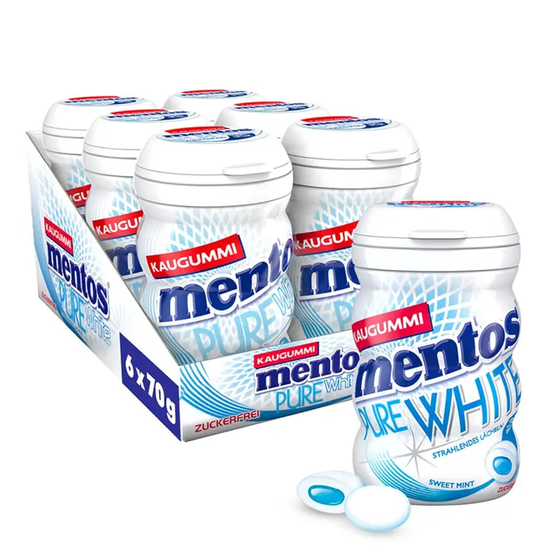 Mentos Kaugummi Pure White 6 x 70g