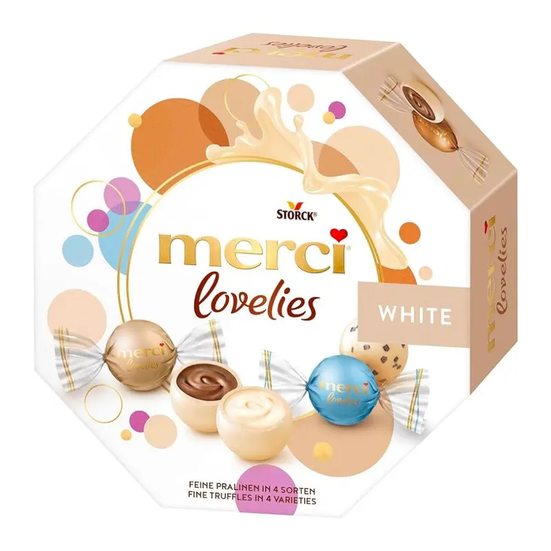 Merci Lovelies White, Pralinen gefüllt mit Kakao- und Vanillecreme, 185g