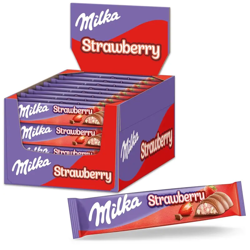Milka Choco Erdbeer Schokoladenriegel, 36 x 36,5g