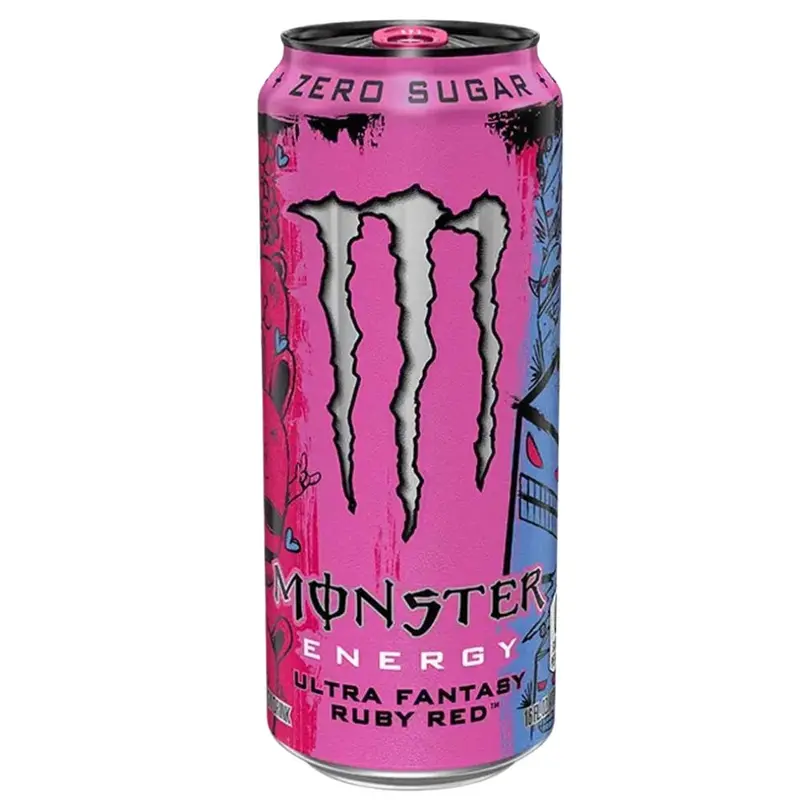 Monster Energy Ultra Fantasy Ruby Red, Energiegetränk mit Zitrusgeschmack und Nata de Coco, 473 ml