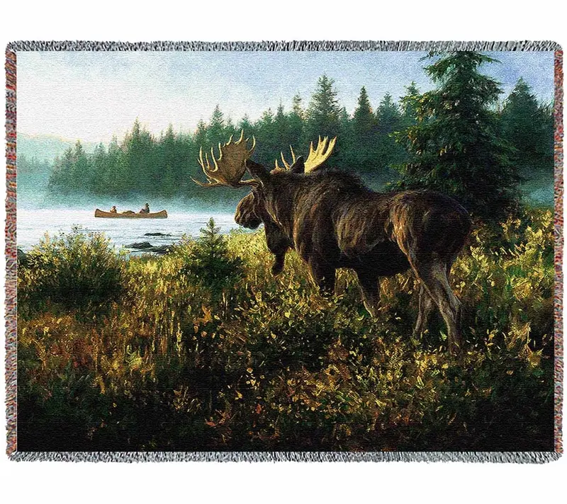 Moose Gewebte Baumwolldecke (100 % Baumwolle)