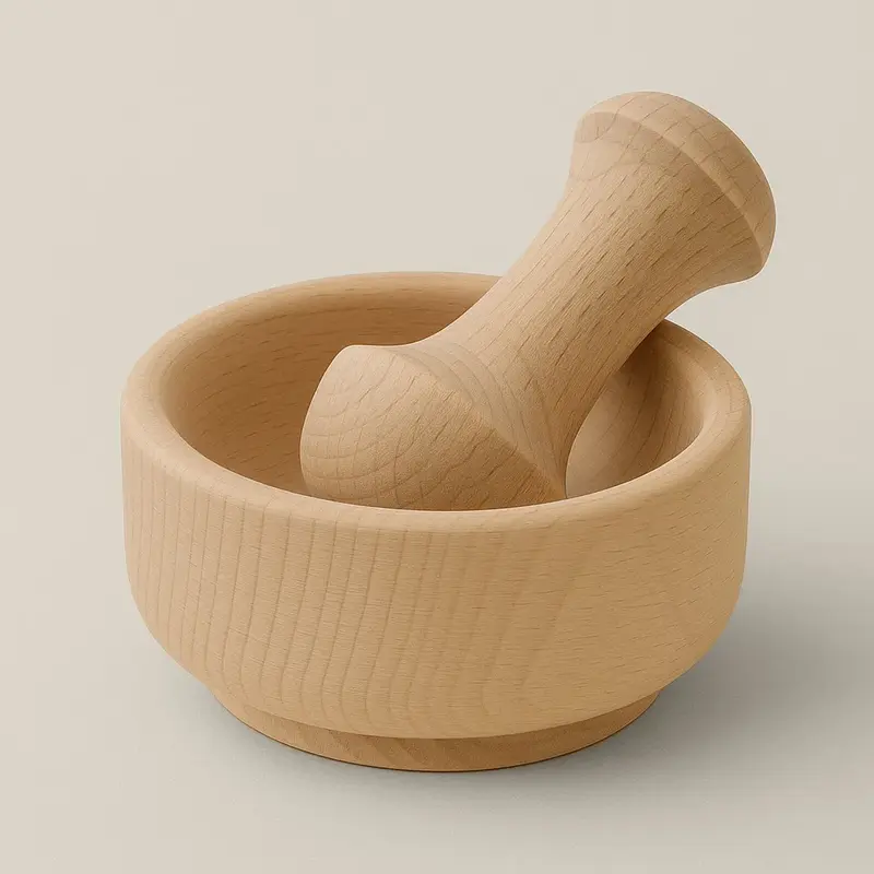 Mörser mit Stößel aus Holz