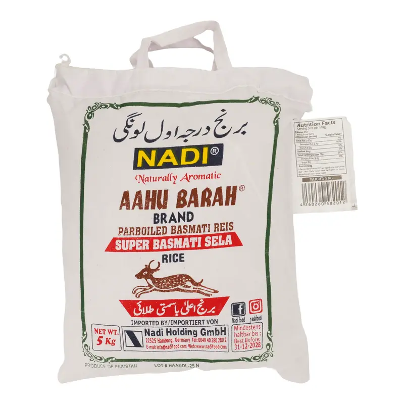 Nadi Aahu Barah Super Basmati Sella Reis 5 kg | Parboiled Basmati Reis