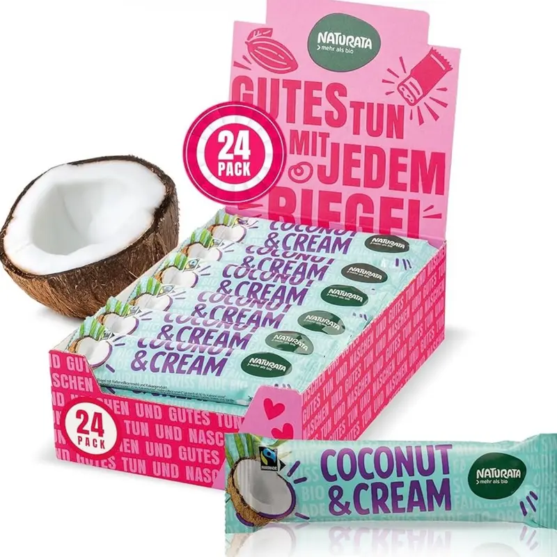 Naturata Coconut & Cream Schokoriegel - Vegan & Bio, 24 x 33g