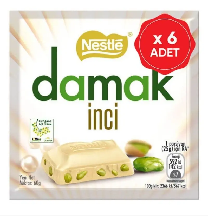 Nestle Damak inci Schokolade & Pistazien 6 x 60g