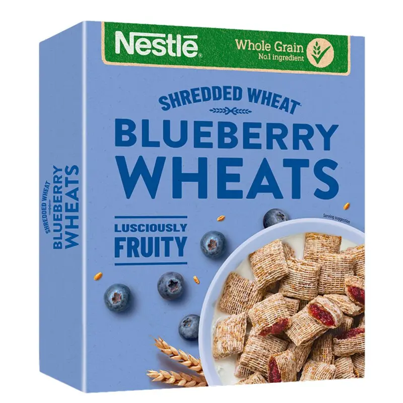 Nestlé Shredded Wheat Fruity Blueberry Wheats, Vollkorngetreide gefüllt mit Blaubeercreme 450g