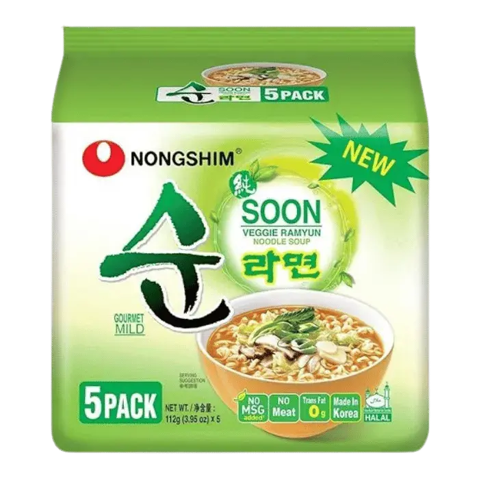 NONGSHIM Soon Veggie Ramyun Vegane Instant Nudeln 5x112g