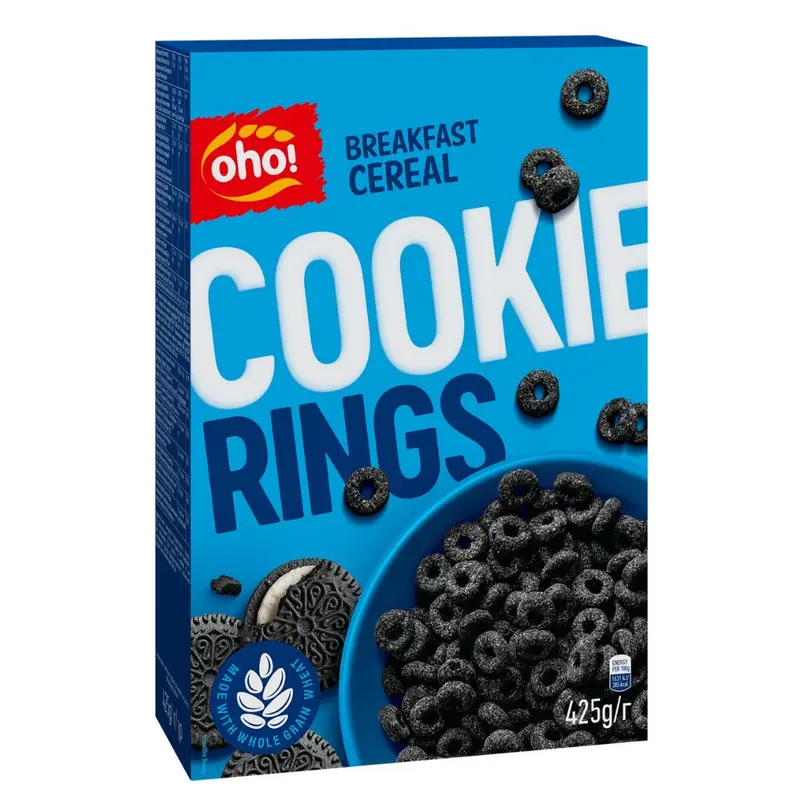 Oho! Cookie Rings, Müsli mit Kakao-Keks-Geschmack, 425g