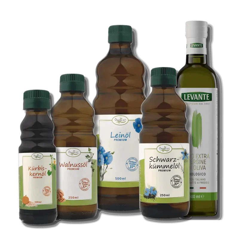 Öl-Bundle Spezial (Leinöl, Walnussöl, Schwarzkümmelöl, etc.)