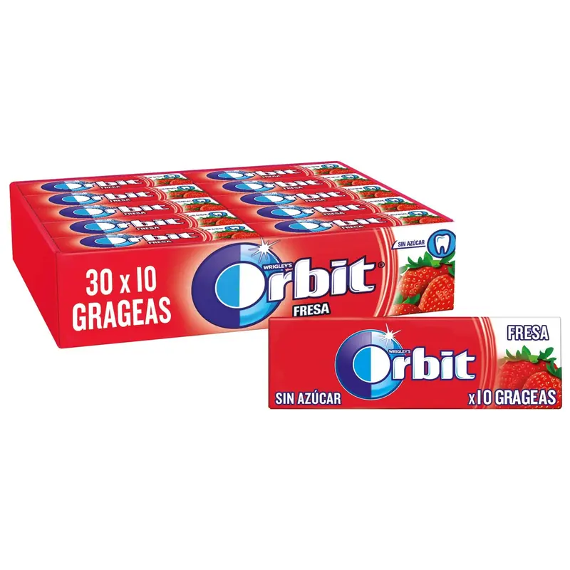 ORBIT Kaugummis ohne Zucker Erdbeere 30x10er
