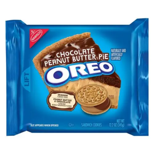 Oreo Chocolate Peanut Butter Pie Cookies, Packung mit Schokoladen- und Erdnussbutter gefüllten Keksen, 345g