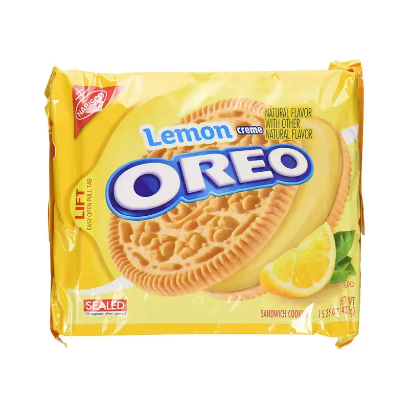 Oreo Lemon Creme, Schokoladenkekse und Zitronencreme im Maxi-Format