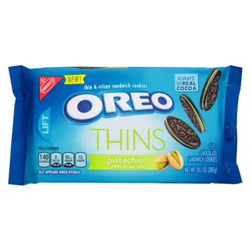 Oreo Thins Pistazie, Packung mit gefüllten Pistazienkeksen 287g
