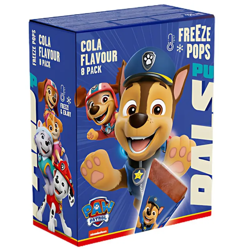 Paw Patrol Triangle Freeze Pops Cola, 8 Eislutscher mit cola Geschmack à 62ml