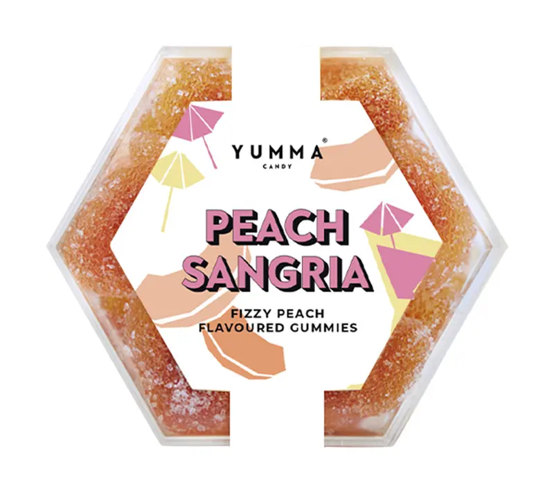 Peach Sangria Hexagon Box von Yumma Candy (97 g)